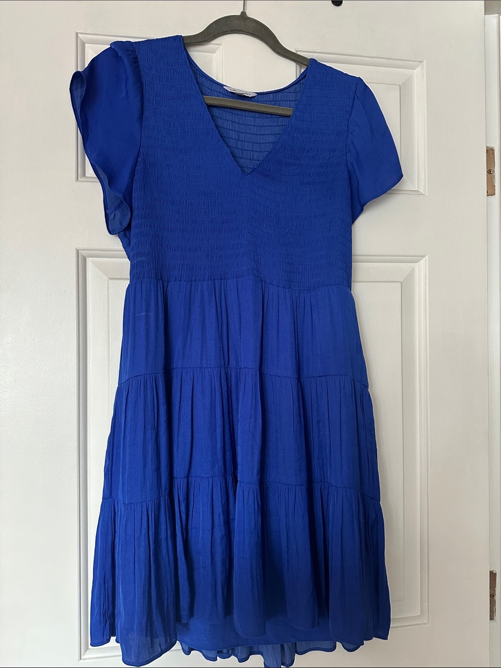 Naked Zebra Blue Tiered V-Neck Dress